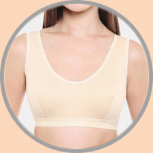 Bodycare Sports Bra 1607 all sizes (75 cm to 100 cm) white and skin colour