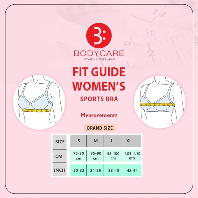 Bodycare Sports Bra 1607 all sizes (75 cm to 100 cm) white and skin colour