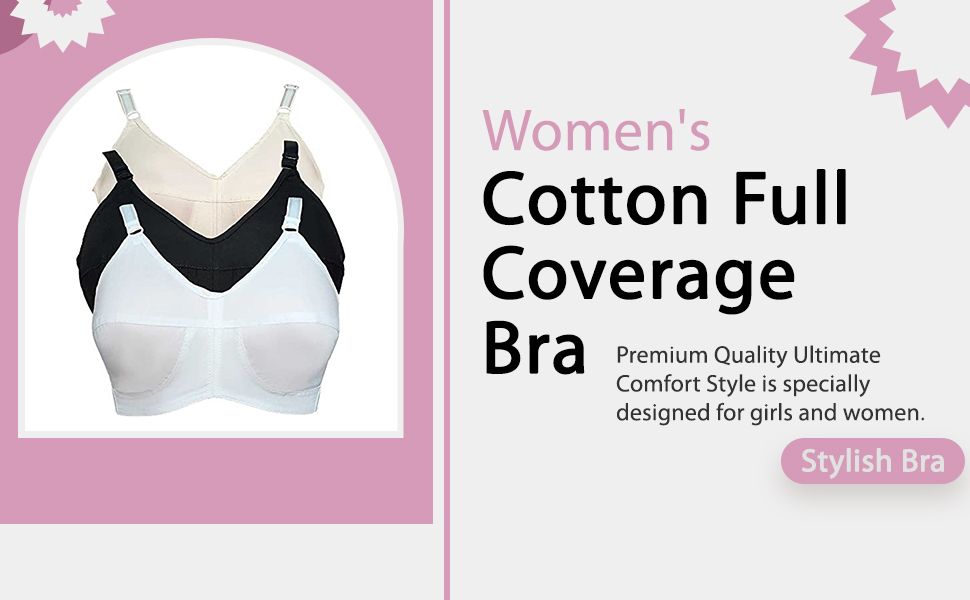 Teenager Bra Women's Cotton Non Padded Wired Regular, Full-Coverage Bra (Teenager 32cm White, Black, Skin)