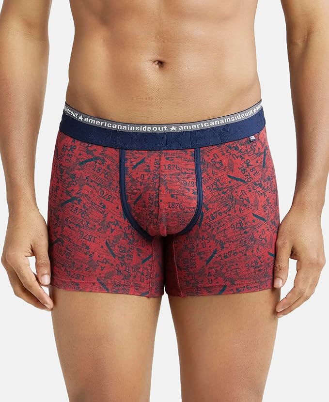 Jockey US63 Men's Super Combed Cotton Elastane Stretch Printed Trunk with Ultrasoft Waistband - L size 90-95 cm (Pack of 1 Prints May Vary)