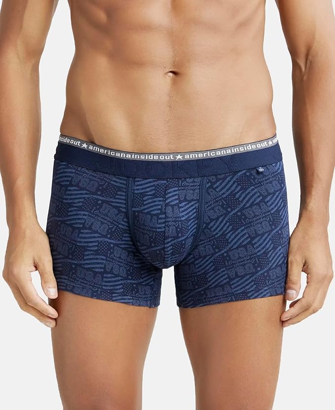 Jockey US63 Men's Super Combed Cotton Elastane Stretch Printed Trunk with Ultrasoft Waistband - L size 90-95 cm (Pack of 1 Prints May Vary)
