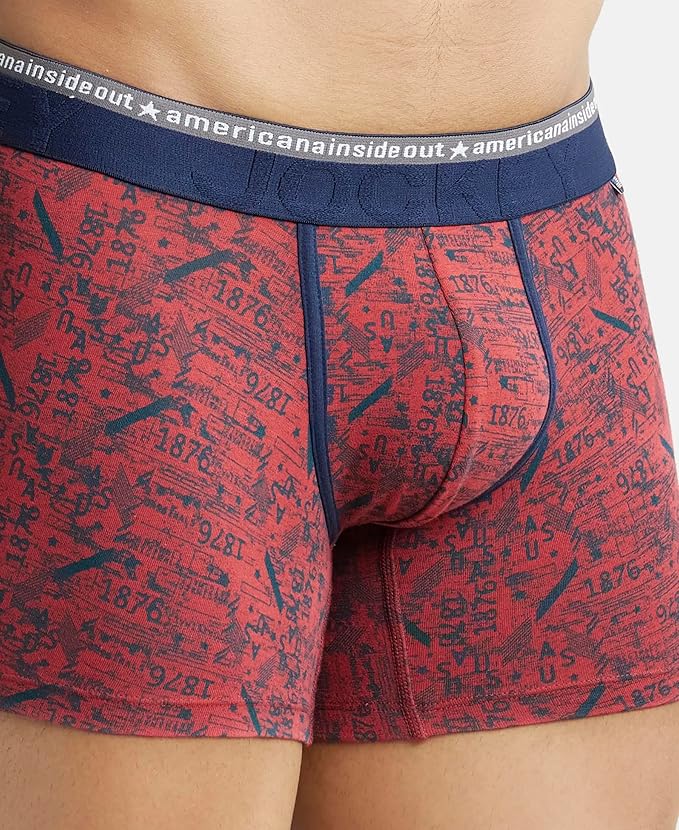 Jockey US63 Men's Super Combed Cotton Elastane Stretch Printed Trunk with Ultrasoft Waistband - XL size 100-105cm (Pack of 1 Prints May Vary)