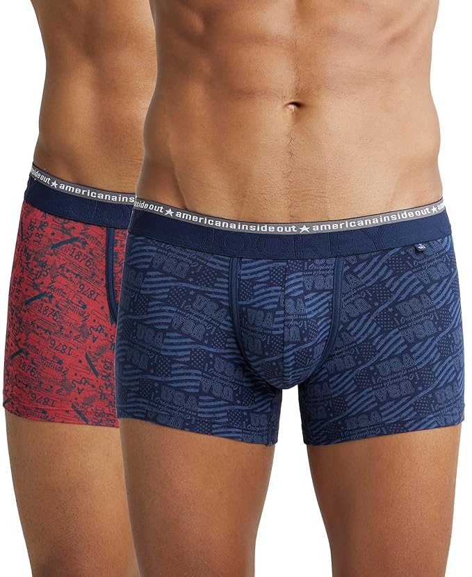 Jockey US63 Men's Super Combed Cotton Elastane Stretch Printed Trunk with Ultrasoft Waistband - XL size 100-105cm (Pack of 1 Prints May Vary)