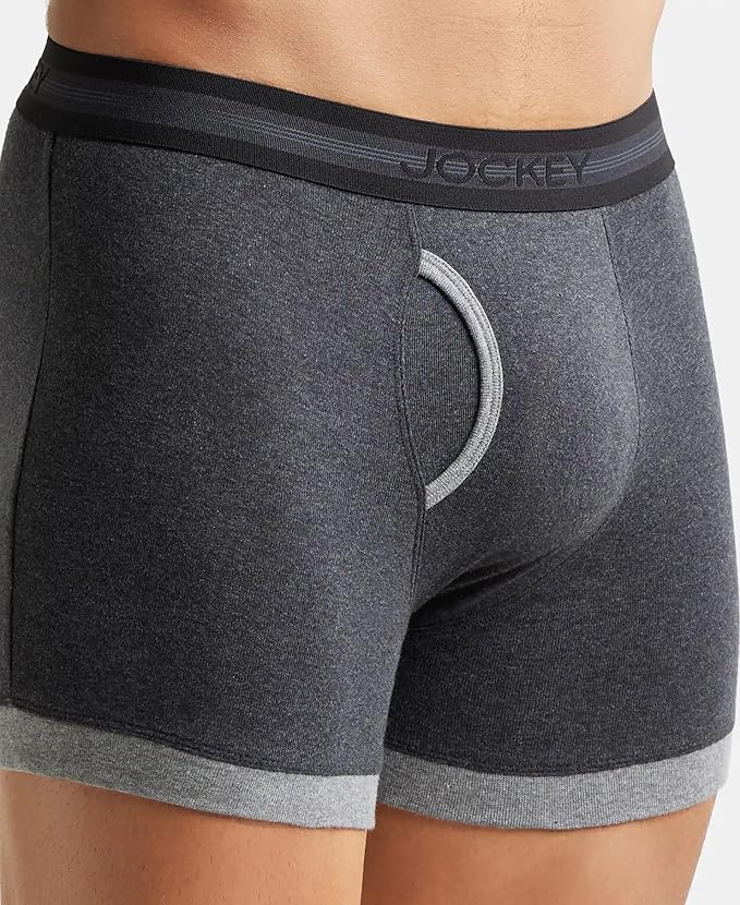 Jockey 1017 Men's Super Combed Cotton Rib Solid Boxer Brief with Stay Fresh Properties (Pack of 1) size L 90-95 cm