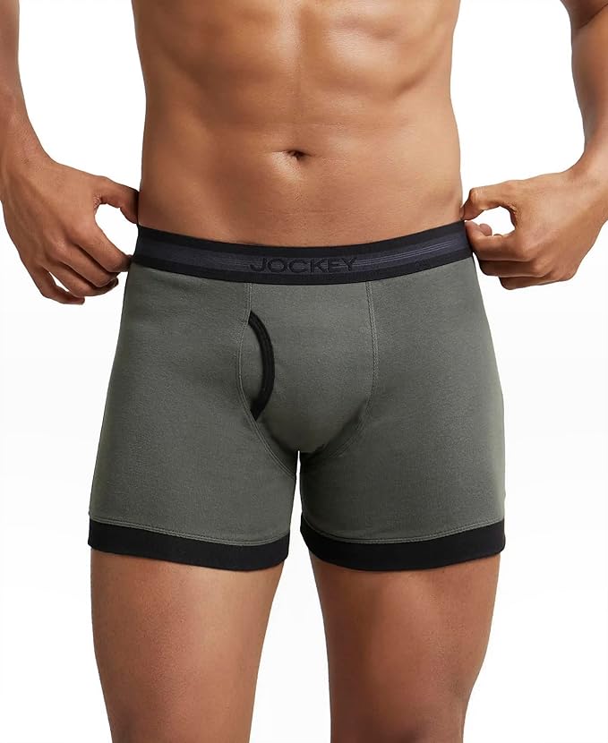 Jockey 1017 Men's Super Combed Cotton Rib Solid Boxer Brief with Stay Fresh Properties (Pack of 1) size L 90-95 cm