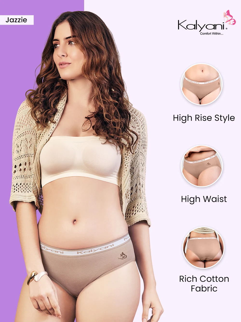 Kalyani Jazzie Ladies  Girls Mid Waist Hipster Underwear  L (90cm) (Colour may Vary)