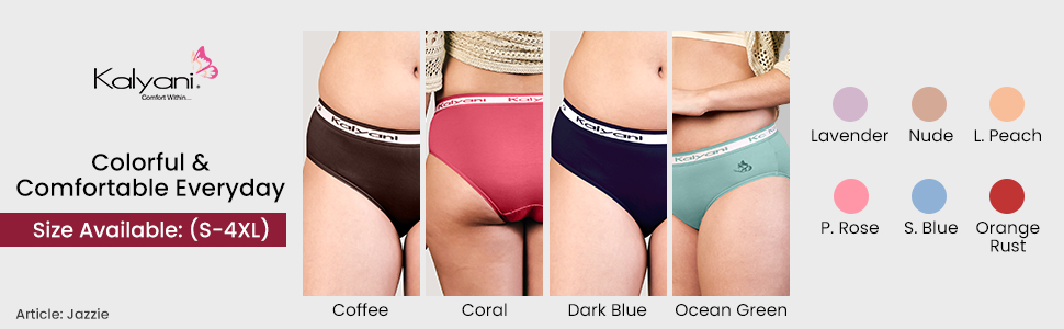 Kalyani Jazzie Ladies  Girls Mid Waist Hipster Underwear  M (85cm) (Colour may Vary)