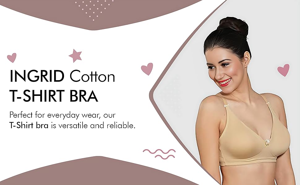 Ingrid  Women Cotton Non-Padded Non-Wired T-shirt Bra  Size 95cm