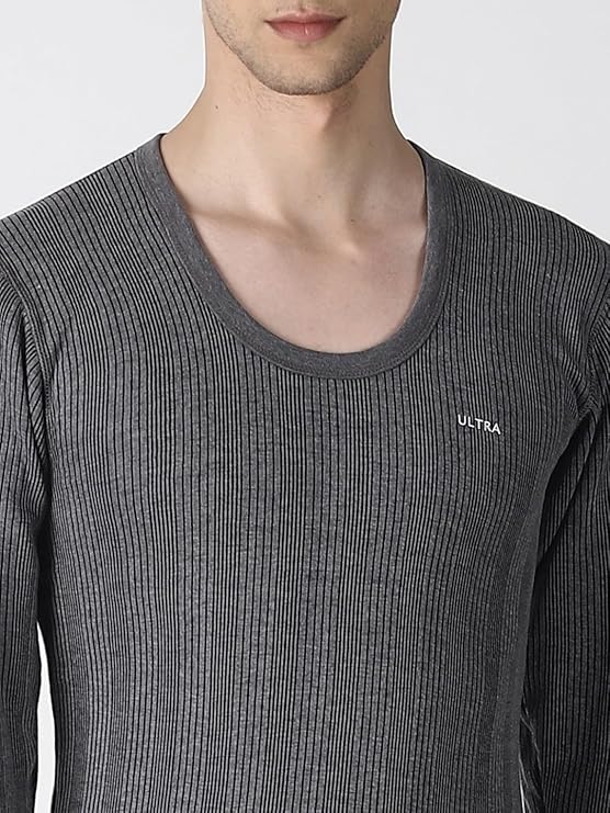 Dollar Ultra Mens Full Sleeve Round Neck Thermal Top Grey Size M 85 cm