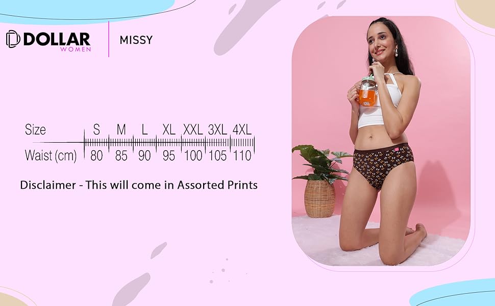 Dollar Women's Hipster Panties Size 80 cm to 110 cm Colour