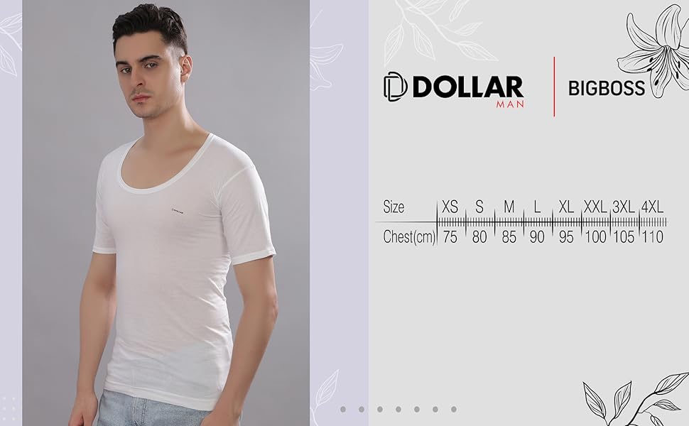 Dollar Bigboss Men's Solid Vest (All Sizes from 80 cm to 100 cm)