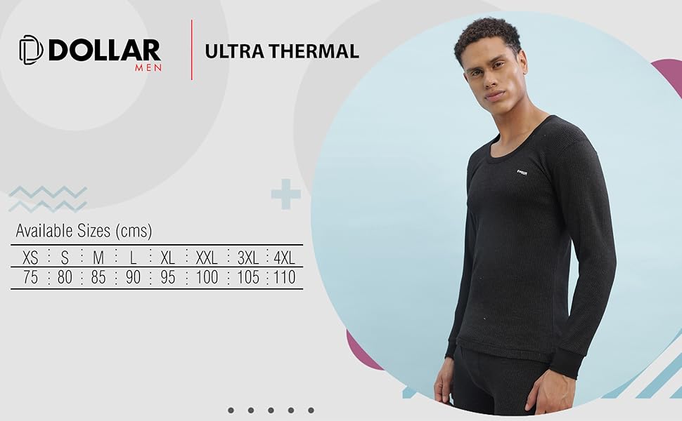 Dollar Ultra Super Soft Cotton Full Sleeve Round Neck Thermal Top & Bottom Set for Men | Winter Inner Wear Set | Men's Regular Fit Cotton Rich Brushed Fabric Thermal Top & Bottom Set for winters Size M to XXL